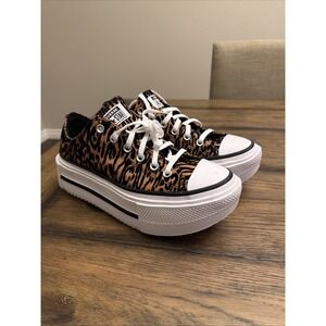 Converse Chuck Taylor Lift Double Stack Low 10 Women's Leopard A16405C ..S8